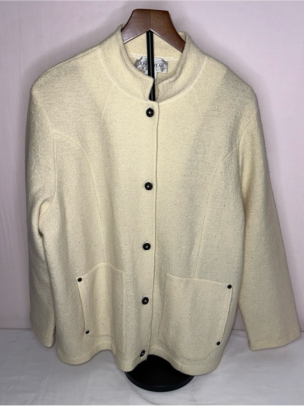 Jones New York Cream Button-Front Wool Coat